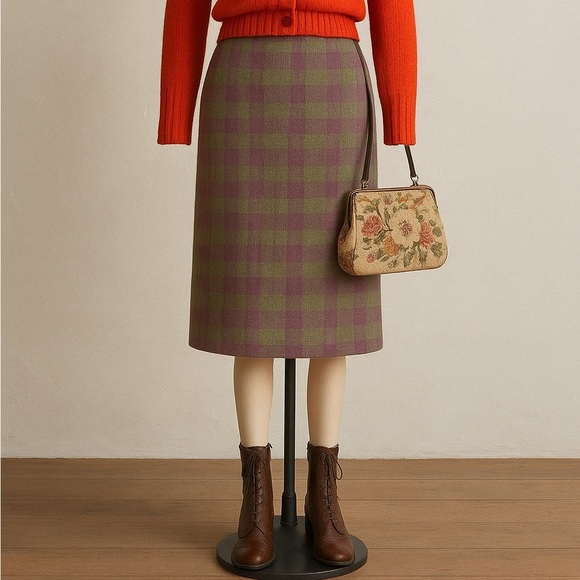 90s vintage purple and green plaid skirt - Picture 1 of 10